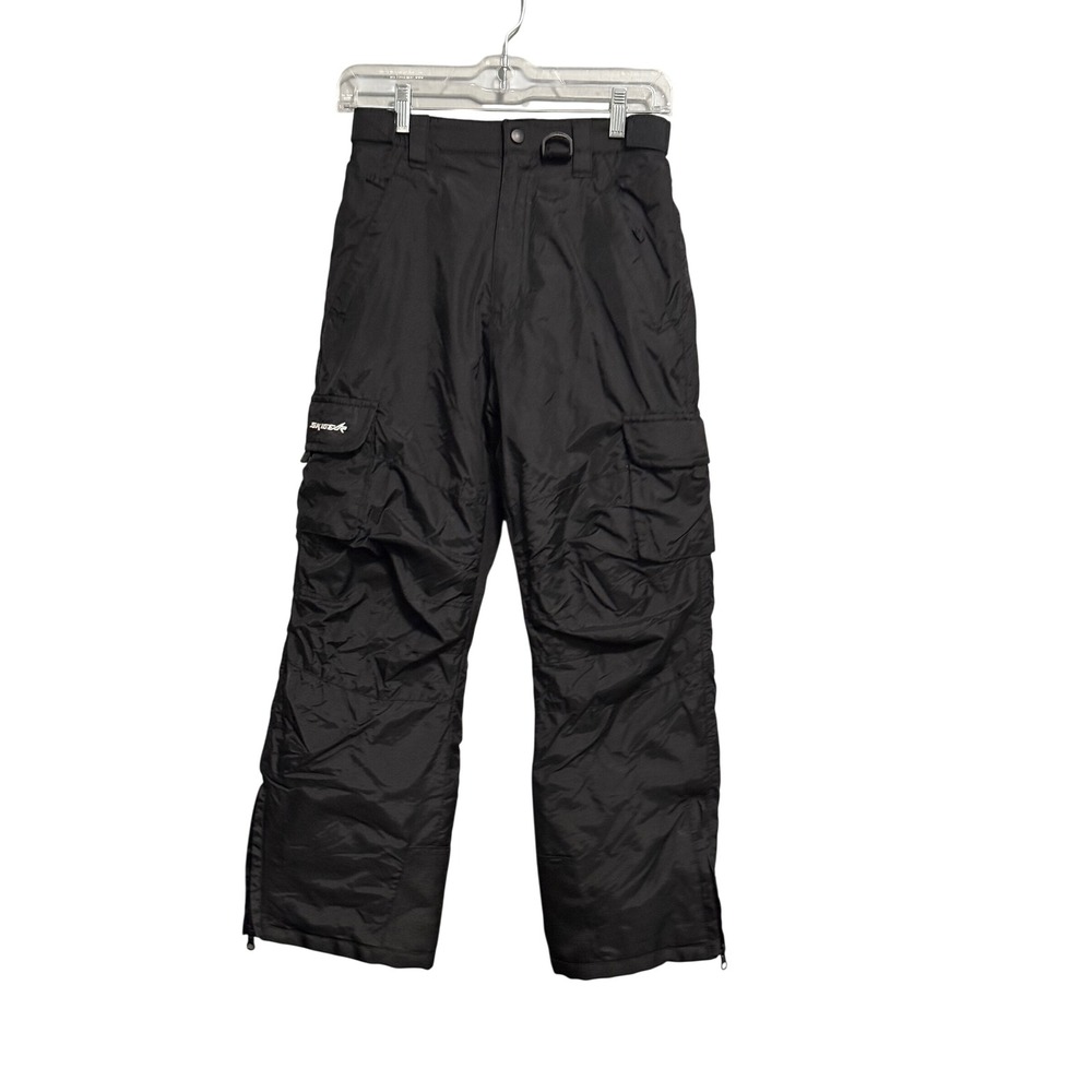 Ski Gear Youth Medium Black Snow Pants Insulated Cargo Winter Skiing Boys